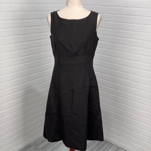 Talbots Dress Women 6 Black Irish Linen Fit Flare Classic‎ Casual Lagenlook - Picture 1 of 12